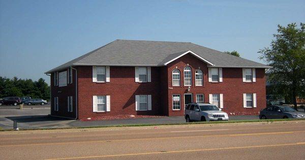 The front of the building.  I am located on the second floor.