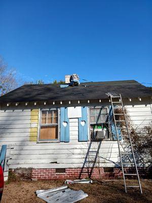 Replacing the shingles.