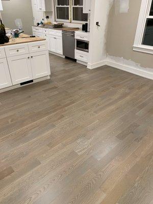 Gray stain on white oak with worm sealer