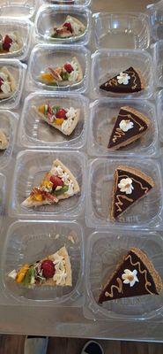 Fresh fruit tart and chocolate peanut butter slices...