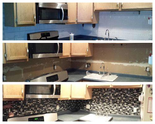 Before and after back splash.