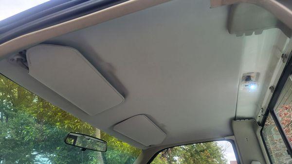 Headliner plus sunvisors reupholstered.