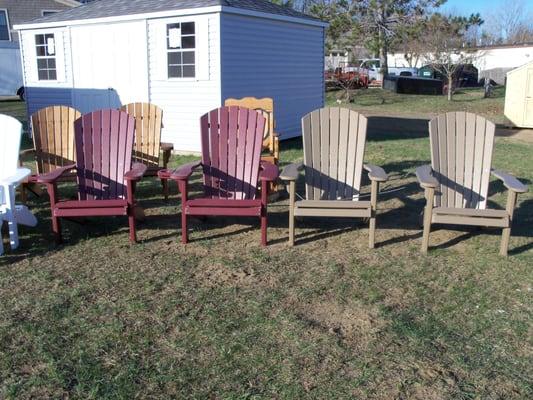 Poly fan back chairs. many colors and wooden chairs too.