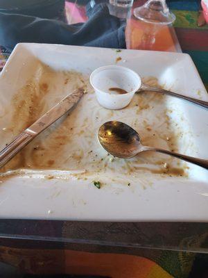 I ate the salad!  I could taste everything due to the fruit and delicious Orange Balsamic Vinegerette Dressing.