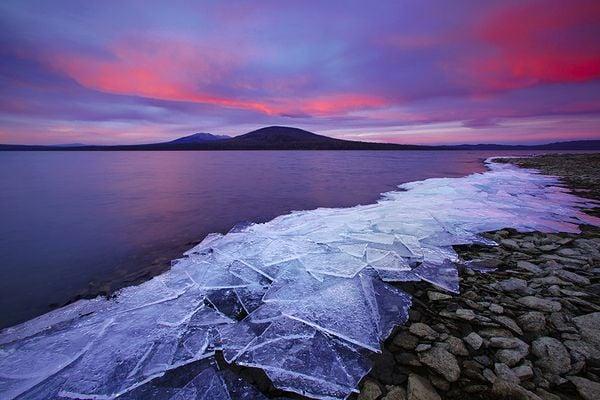 This picture was taken in November 2010 in Zyuratkul National Park. There are very strong winds at Zyuratkul Lake, and there's a