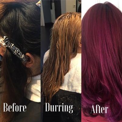 Dark brown to magenta