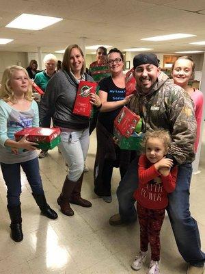 Operation Christmas Child Shoebox Packing Party every October