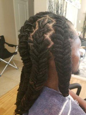 Dreadlock maintenance and fishbone braid