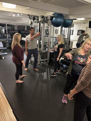 Women's self defense class in action.