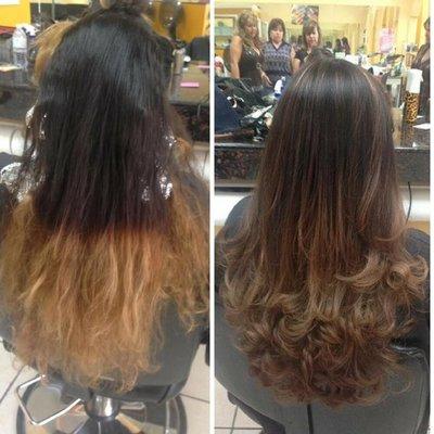 ~Before and After on our beautiful client ~ Get Free Hair Cut for every Hair Coloring and Blow Dry