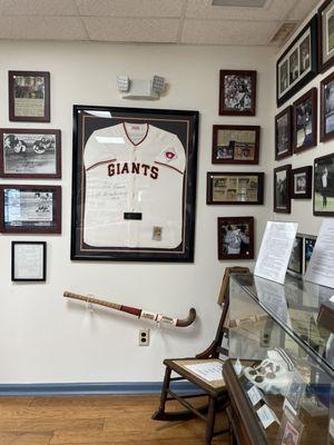 Bobby Thompson jersey and other artifacts and photo of Watchung sports heros