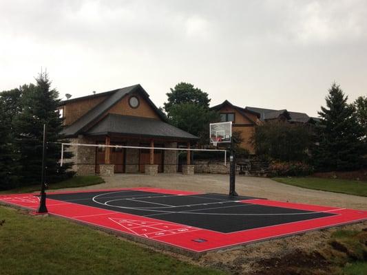 Outdoor Sport Court in Door County. Includes Basketball, Volleyball, Shuffleboard