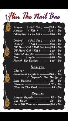 Price List. All services include gel polish.