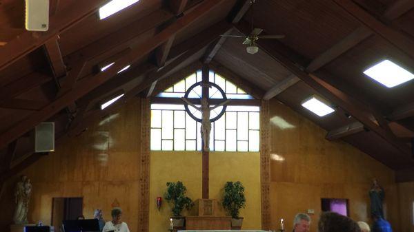 The interior of St. Pius Catholic Church. In Moab, Utah.