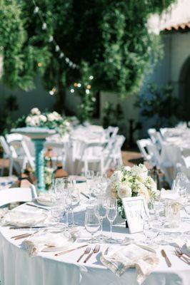 Table details at the Unitarian Society of Santa Barbara Courtyard with KB Events