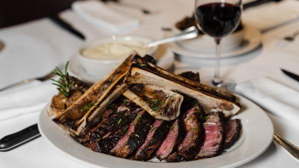 Prime Bone-In Rib Eye roasted marrow bones