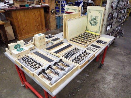 The MLCS Showroom and Outlet Store: router bit, shaper cutter, and drill bit sets.