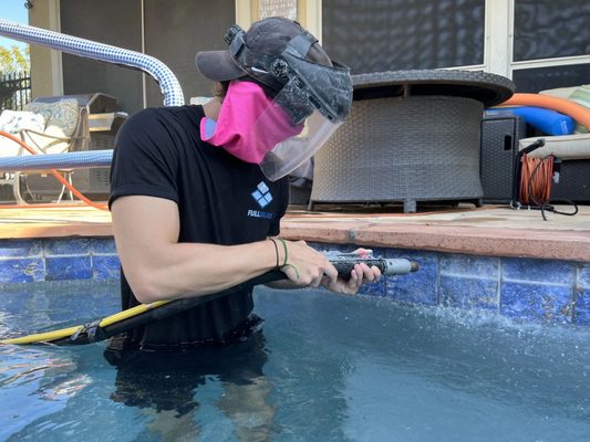 Full Blast Pool Tile Cleaning