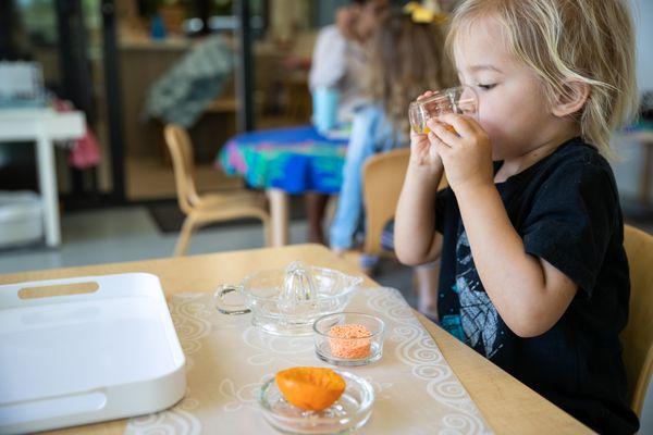 Children will set up their own stations for eating/drinking/playing.