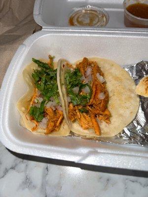 Chicken street tacos. I ordered 3 but only had 2 left for the picture. It was YUMMY!