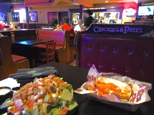 Enjoy a Buffalo Chicken Salad or a Chicken Parmesan Hero.