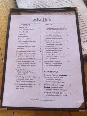 Food menu - front