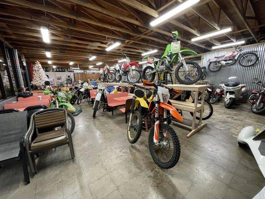 Motorcycles on display