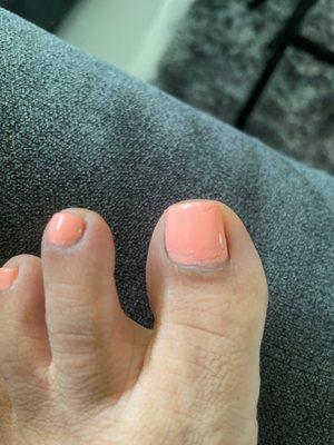 Poor quality in results from Deluxe pedicure ($45) - uneven polish after 4 layers that technician used.