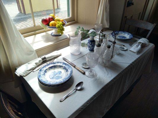 Table setting in the main dining room of the museum.