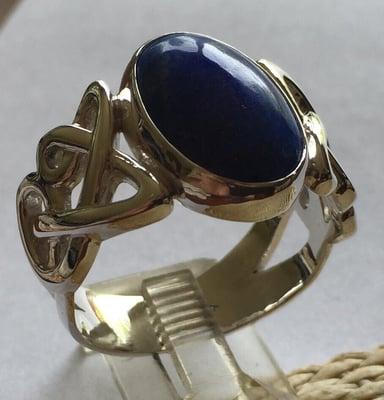 Celtic inspired design with lapis in sterling silver