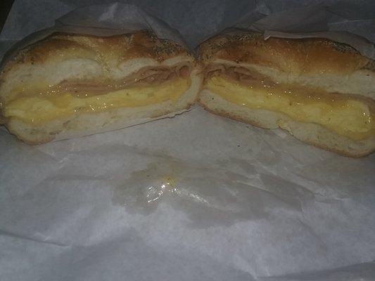 scrambled, ham, extra cheese. BEST egg sandwich I've had in a long time