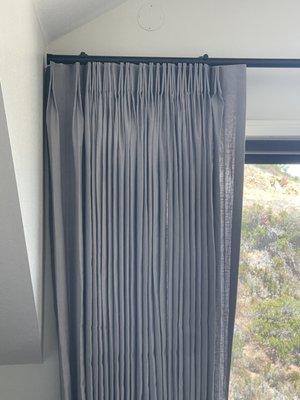 #Draperies Olivia Pleat Traversing rod. Blackout fabric #draperyhardware #curtains #drapes #drapery