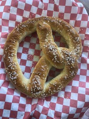 Come get your big buttery salted pretzel. Also available with cinnamon sugar or buttery parm flavors