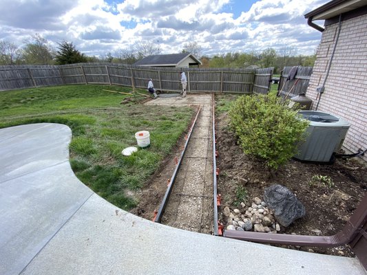 This year adding a walkway and concrete pad for a shed