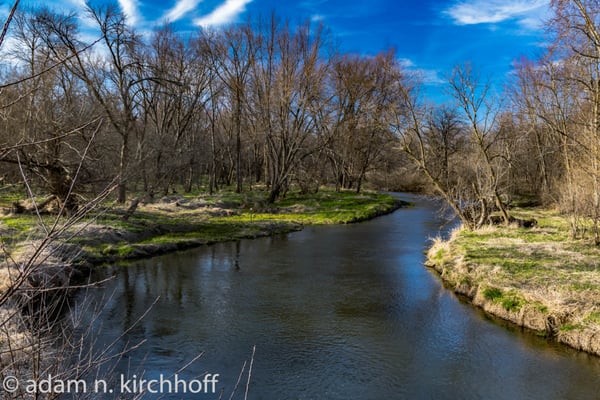 View from suspension bridge located down trail from trailhead off Jericho road.  Image was taken 3/29/2016.