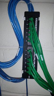 Added a 12 port patch panel and ran new CAT5 lines to add 12 Access Points in local Nursing Home facility.