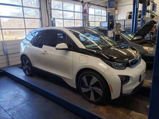 BMW i3 in for service, we are trained and excited to work on your electric vehicles!