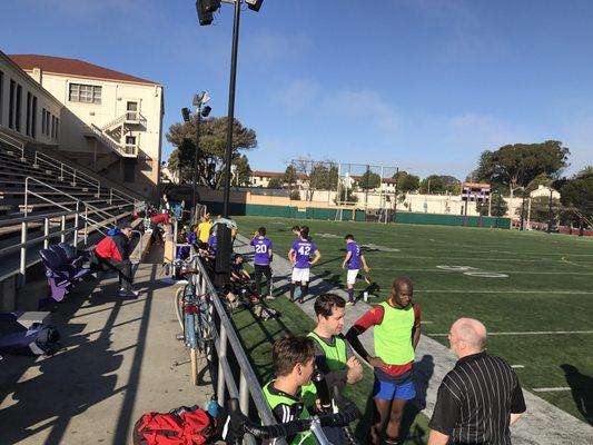 Sunday Morning 8v8 co-ed soccer league at Ghirardelli Field! Fun times by the bay!