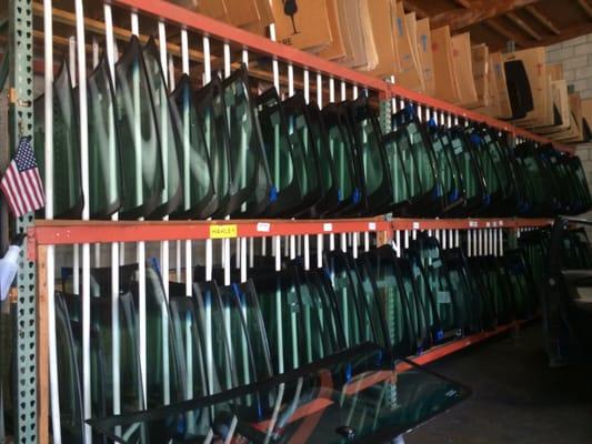 Large stock of windshields