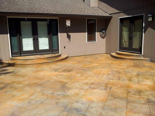 Colored and stamped concrete patio.