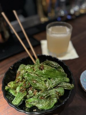 Smokin' Yuzu Cocktail and Shisito Peppers