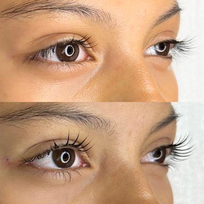 Before and after a lash lift