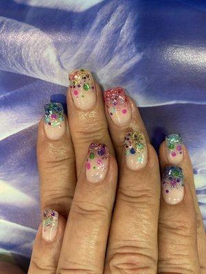 Nails done by Theresa.  Give her a picture and she will deliver.  Did an amazing job.  Thank you so much.