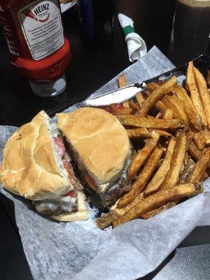 Greek burger and fries