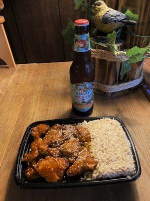 Yum~sesame chicken with brown rice