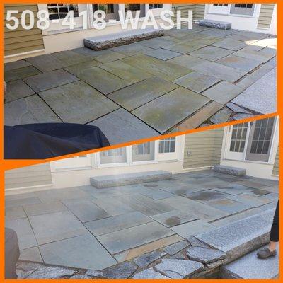 Bluestone patio softwashed