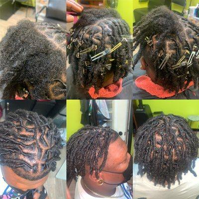 Palm roll retwist on curly hair