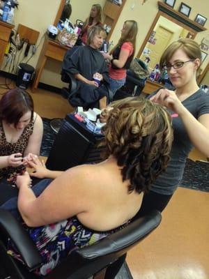 Alicia and Heather prepping Amy for her wedding day!