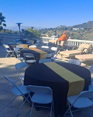 Rentals: Tables, Chairs, Tablecloths, Table runners, Patio Heaters