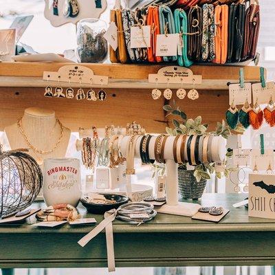 So many fun accessories, jewelry, local art and more can be found at VTB!